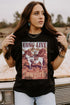 Black Long Live Cowgirls Graphic Print Short Sleeve T Shirt